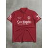Men's Short-sleeved Polo Shirt, American Street Style Los Angeles English Printed Polo Shirt