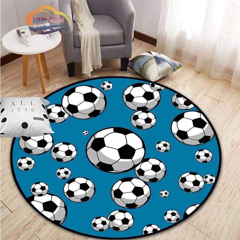 Εικόνες ποδοσφαίρου χαλί κινουμένων σχεδίων ποδοσφαίρου διακόσμηση σαλονιού στρογγυλή καρέκλα κρεβατιού χαλάκι σπίτι πόρτα εισόδου παιδιά