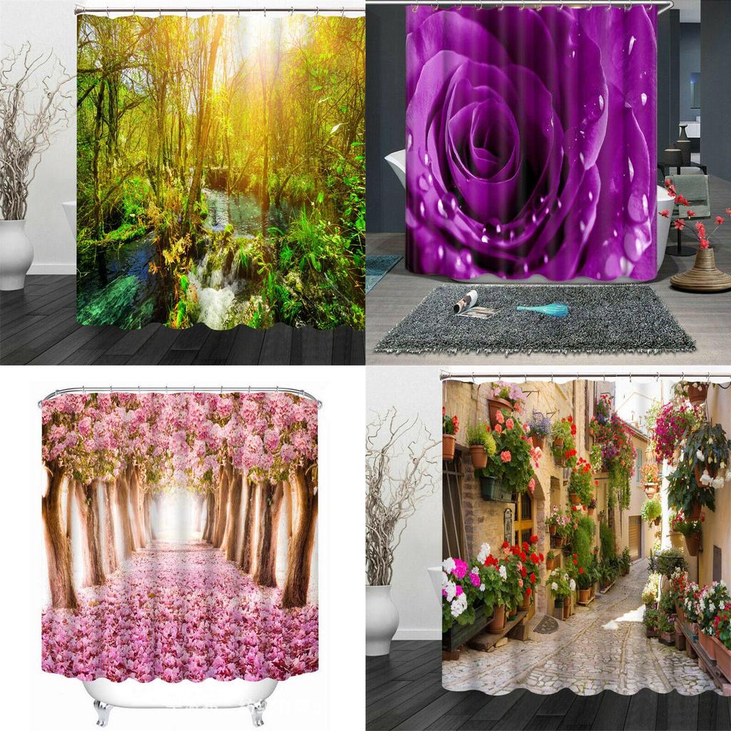 Stunning Waterproof Shower Curtains With Artistic Floral 3d Design For Modern Bathrooms