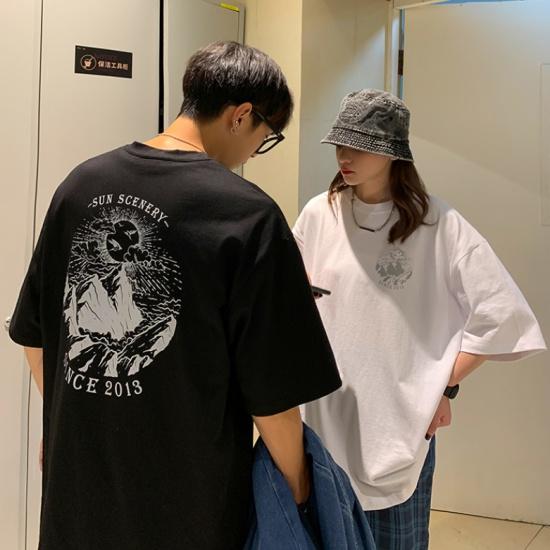 

Мужские футболки с коротким рукавом с буквенным графическим принтом и половиной рукава Футболка-пуловер Повседневная футболка Мужская корейская повседневная футболка с круглым вырезом в стиле ретро