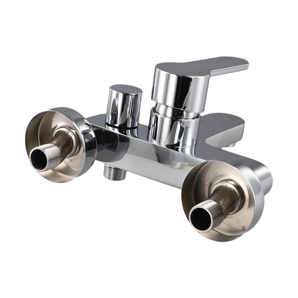 Household Dual Control Shower Faucet Silver Hot and Cold Water Mixer Bathroom Brass Bathtub Tap