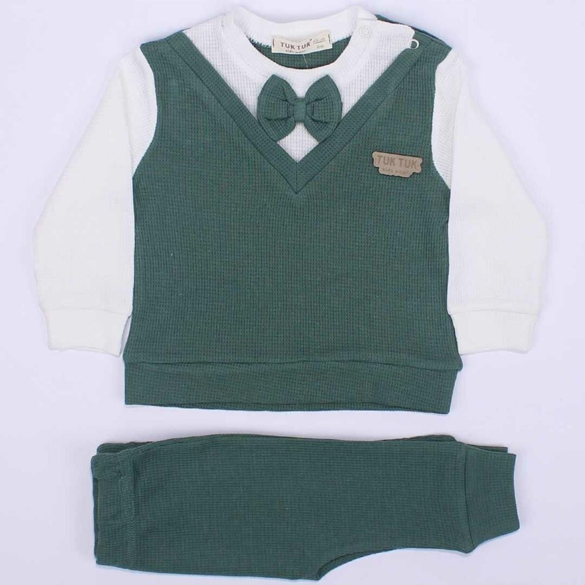 

Зеленый белый свитер с галстуком-бабочкой для мальчика, комплект из 2 предметов