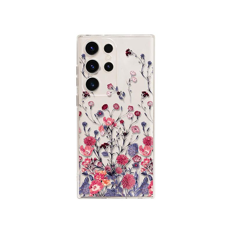 Applicable to Samsung S25ultra Apple iphone17 ins retro small floral mobile phone case painted protective case