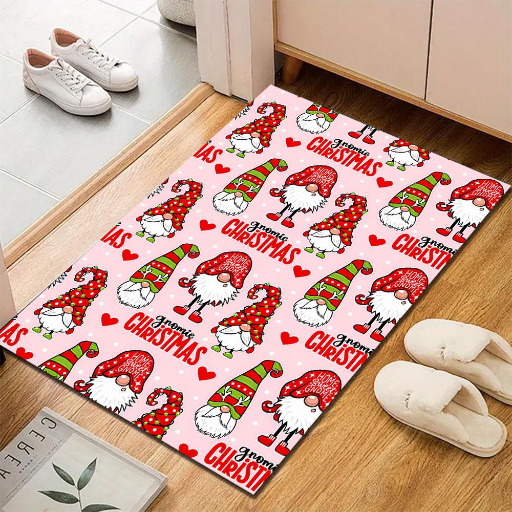 Gnome Christmas Pattern in Red and Green Patterned carpet, suitable as a non slip play mat for the living room and bedroom sofa
