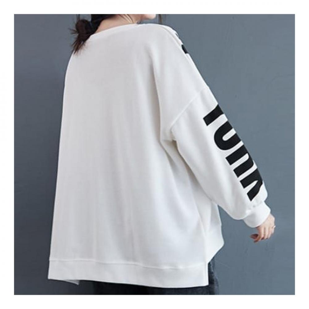 Navava Men LeTTering Round Neck Loose FiT Long Sleeve T shirT nT1437