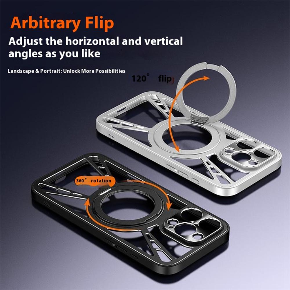 For Xiaomi Redmi Note 15 Pro 5G (Global) Case Magnetic Kickstand Hollow Heat Dissipation Silicone + PC + Metal Bumper Phone Cover