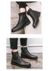 Men's Cross Martin High Top Black Leather Boots - Fashionable Round Toe Business Casual Footwear for 2025.