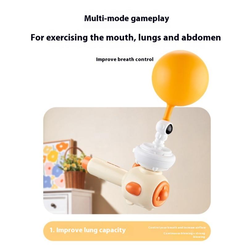 Children'S Three In One Breathing Practice Toy Whistling Floating Blowpipe Ball Blowing Balloon Launcher Education Practice Toy