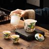 White Porcelain Portable Travel Tea Set - Fish Motif