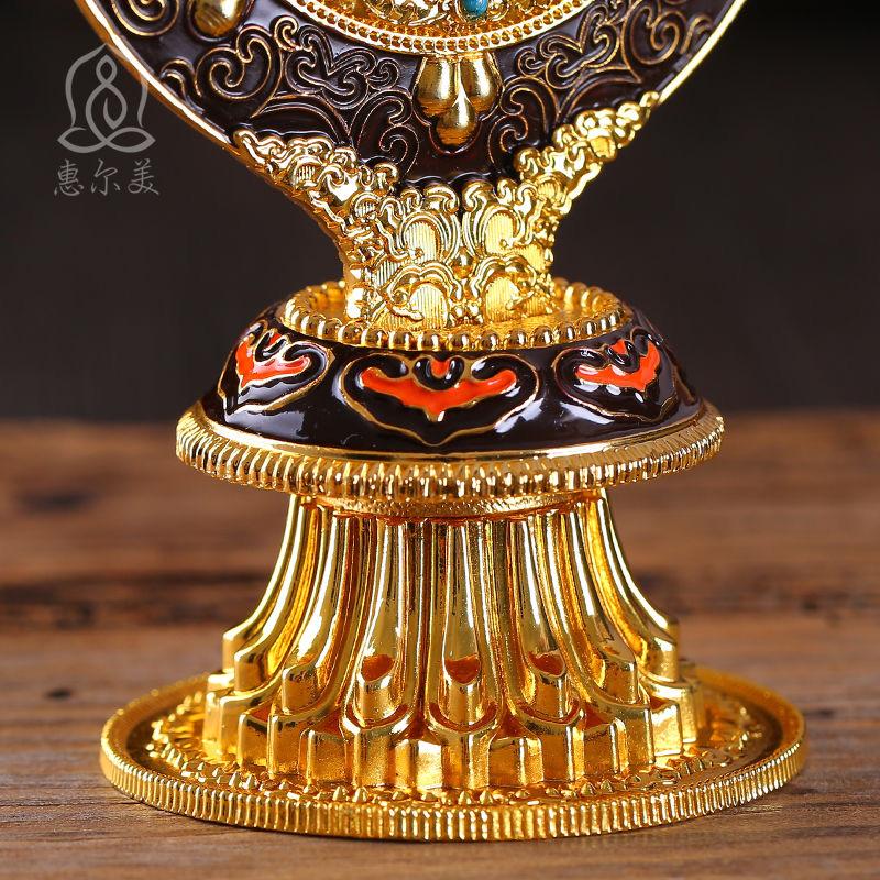 Golden Buddhist Furnishing Golden Wheel Tantric Alloy Handicraft Auspicious Tibetan Tribute Buddhism Home Gift Indoor Decorative