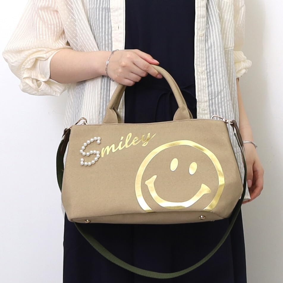 Cuco SMILEY Logo Perła x Nadruk Folią Torba Tote Dwustronna 2553111704 Beżowy (300)