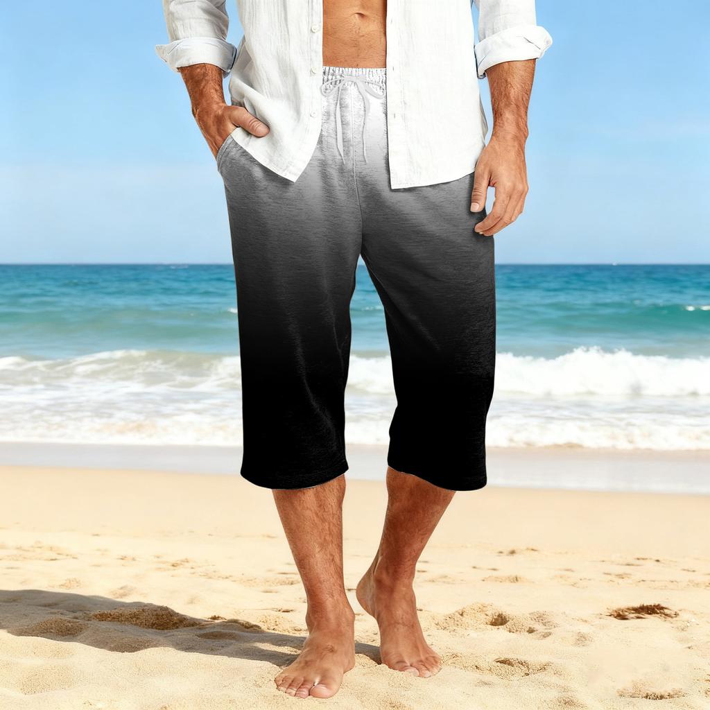 Men's Casual Drawstring Cropped Shorts