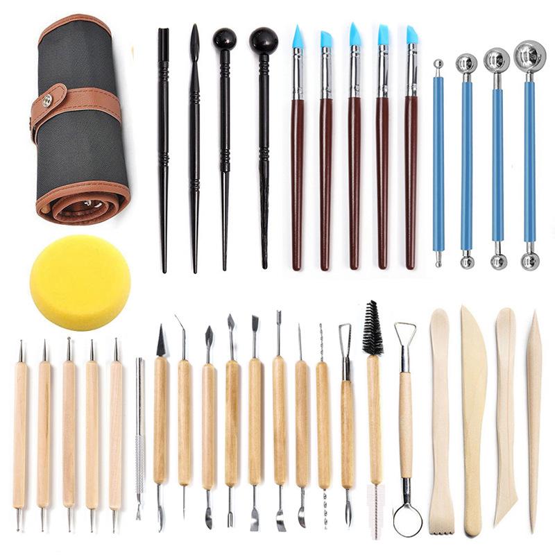 Pottery Carving & Sculpting 36-Piece Tool Set for Clay and Polymer DIY Crafting