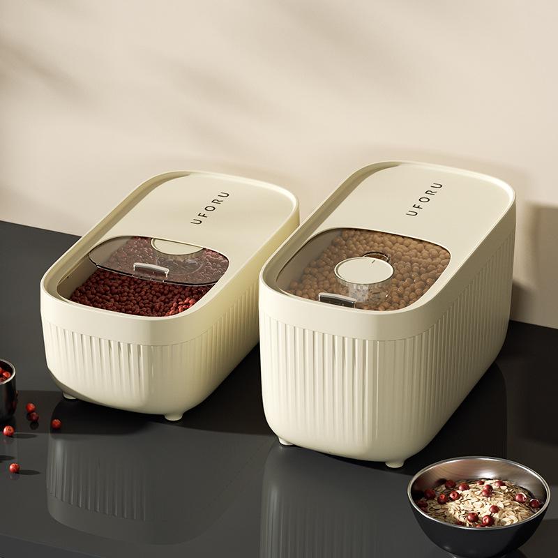Uforu Kitchen Household Rice Bucket Food Grade Insect-proof Moisture-proof Sealing Belt Graduated Flour Grain Storage Box Rice Tank