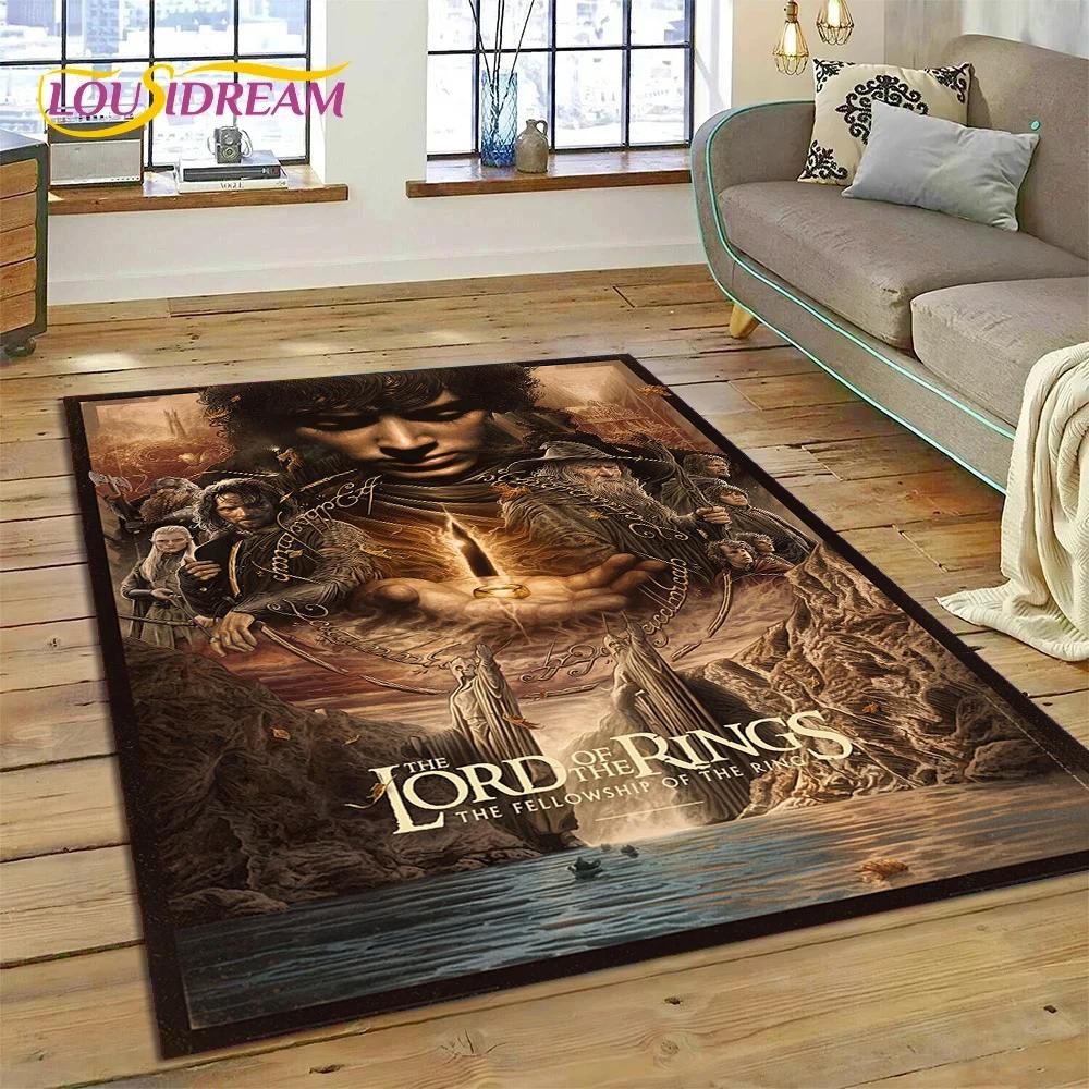 3D L-Lord of The Rings H-Hobbit Movie HD Rug Carpet for Living Room Bedroom Home Decor,Non-slip Decoration for Sofa Doormat Gift