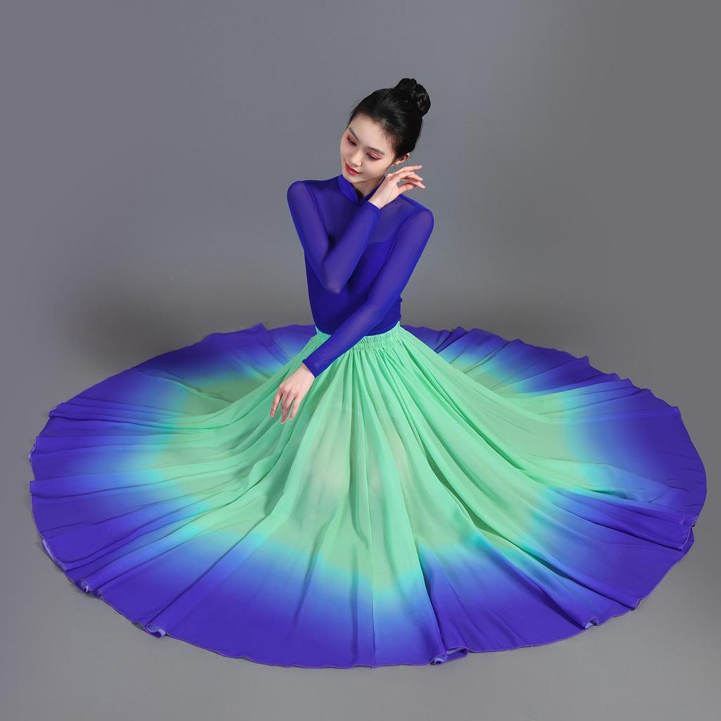 Gonna Lunga Fluida a 720 Gradi Gonna da Danza del Ventre Gradiente Costume da Ballo Classico per Donna Gonna Solare