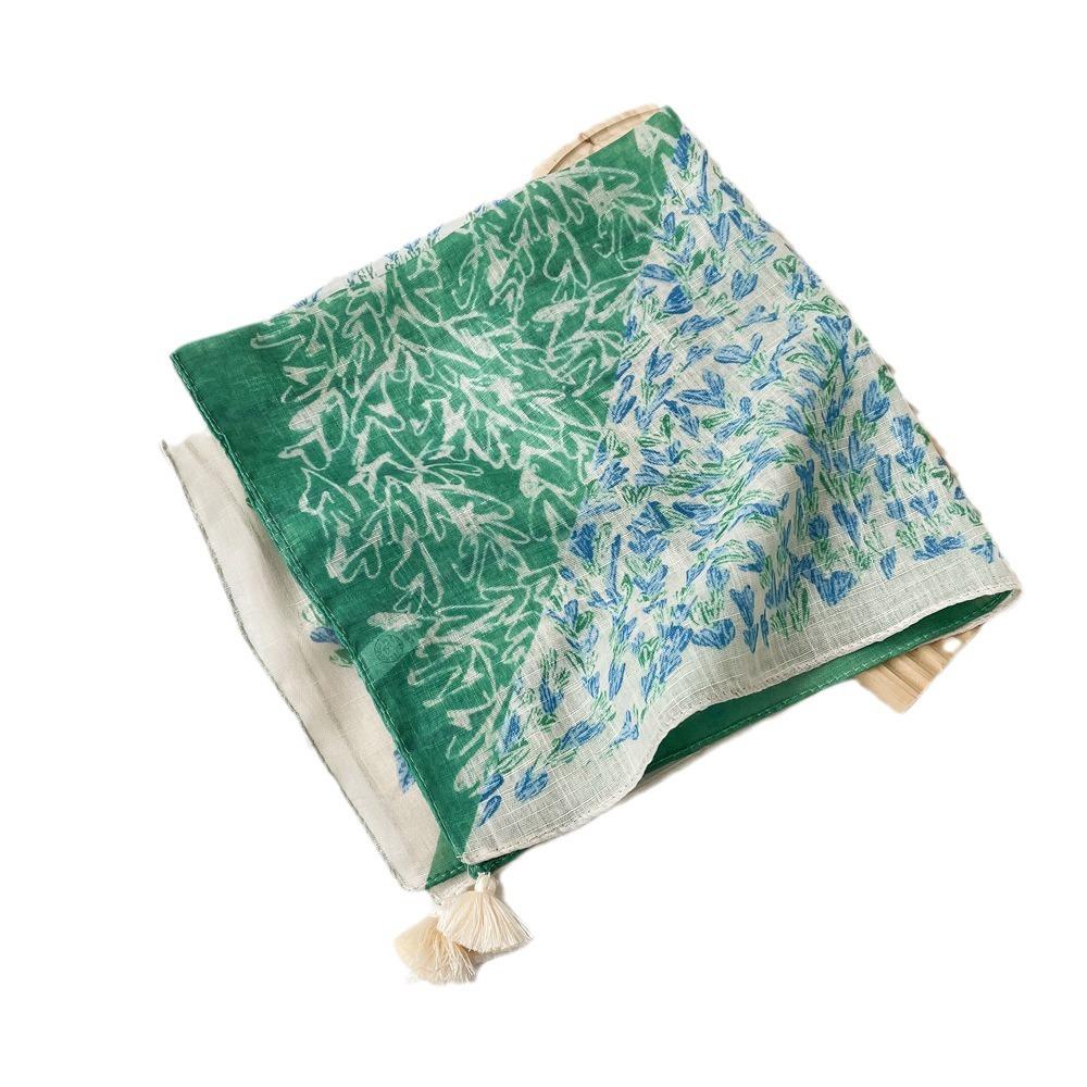 Pastorální dámský květinový turban Literární temperament Měkký a k pokožce šetrný Malý čtvercový šátek Lehký šátek do vlasů