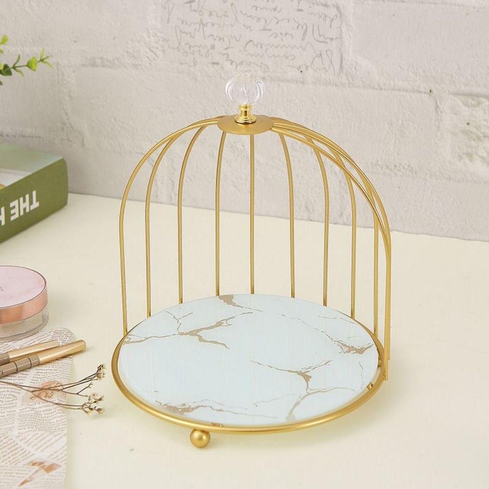 Waterproof Bird Cage Jewelry Rack Large Capacity Desktop Display Stand Iron Storage Holder  Party