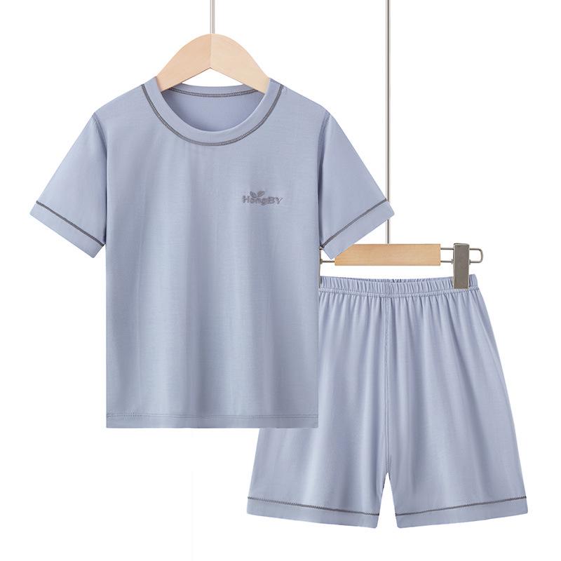 Summer Kids' Modal Pajamas Set: Short Sleeve & Shorts, Parent-Child Matching Homewear, Boys & Girls, Air Conditioning Suit