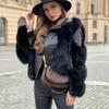 Women's Lapel Spliced Faux Fox Fur Coat - European & American Style