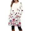 Women's Fashion Casual Long SleeveTunic Dress With Pockets Side Button Dress