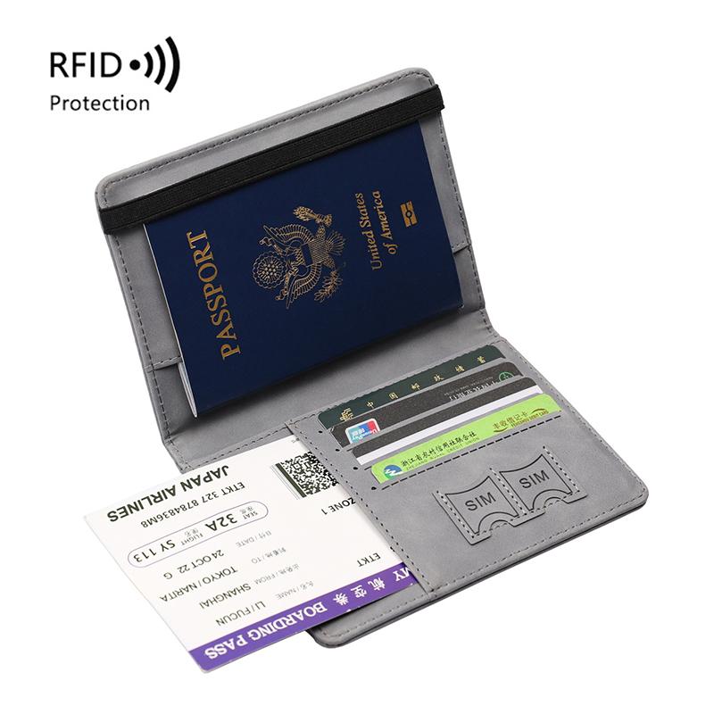 Women Men Rfid Vintage Business Passport Covers Holder Multi-Function Id Bank Card Pu Leather Wallet Case Travel Accessories