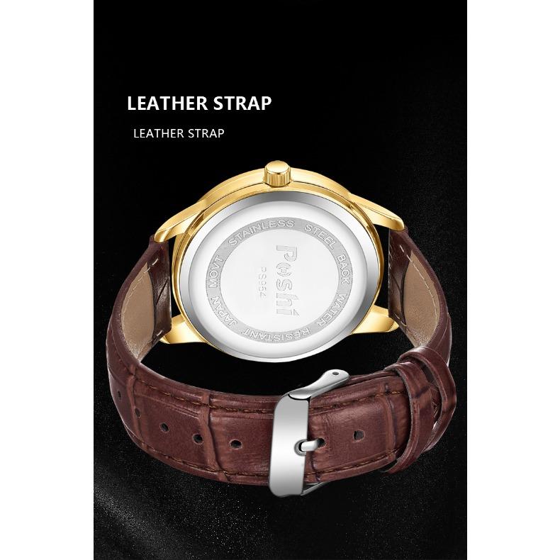 POSHI Men's Business Quartz Watch Fashion Glow-in-the-dark Waterproof Double Calendar Watch for Women