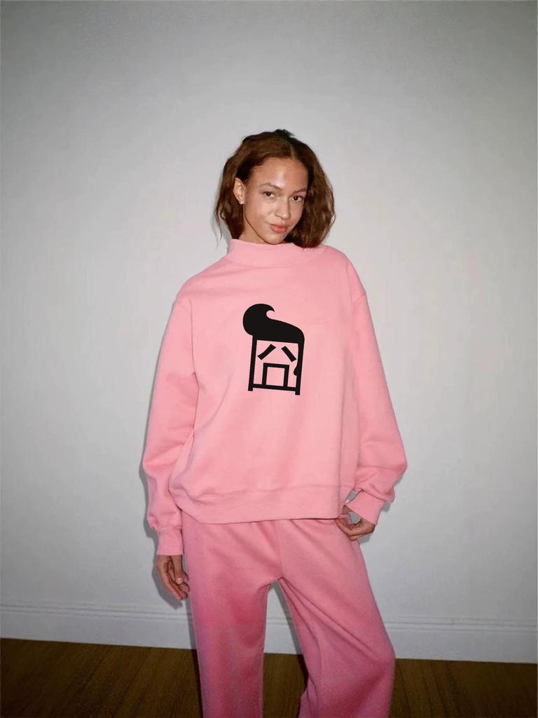 Trendy Women's Mid-High Neck Long-Sleeve Sweatshirt – Versatile and Casual for Spring and Autumn