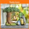 Totoro Harz Miniatur Szene Mit Cartoon Katze Schaukel Und Blattelementen Für Zuhause Und Geschenk