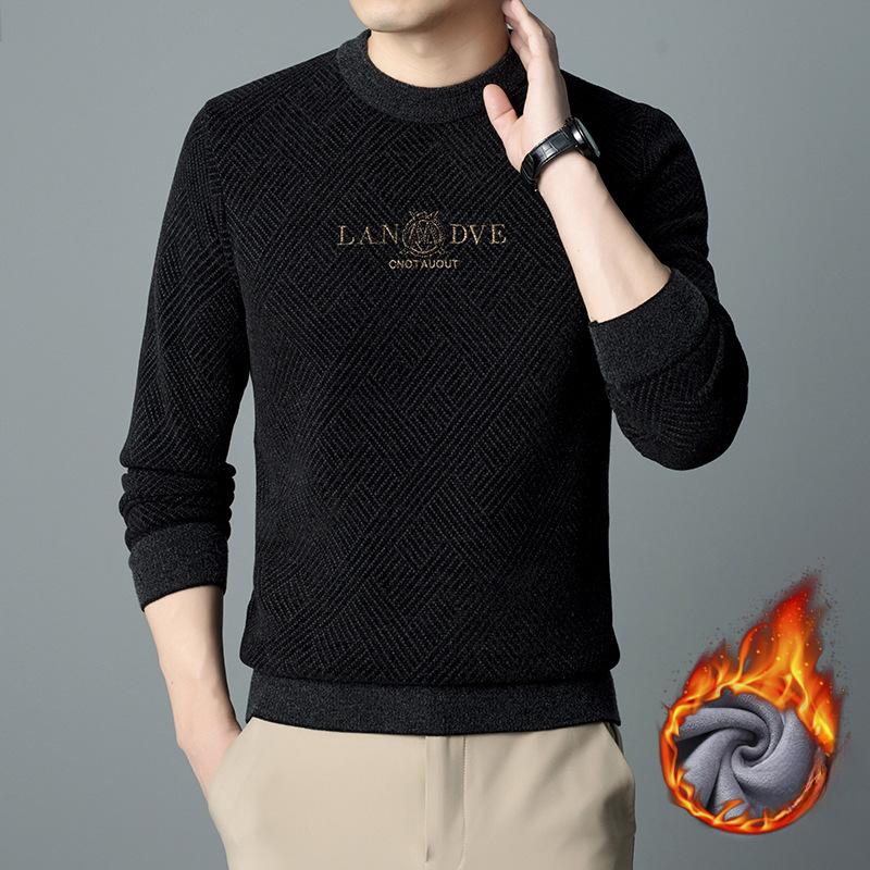 

Теплая толстовка с капюшоном, зимний новый, на флисовой подкладке, толстый круглый вырез, вязаный свитер для мужчин 4XL