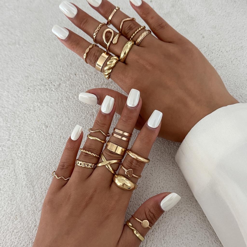 Accessories, Wind Alloy Open Twist Ring Ring, Pearl Hollow Irregular Ring Set