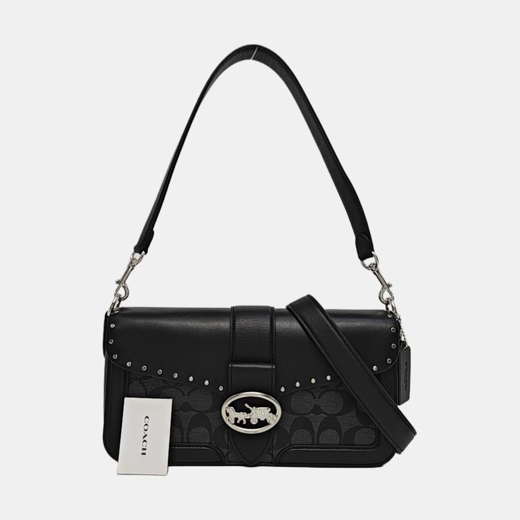 [Pre-Owned] Georgie 26 Classic Monogram Studded Carriage Logo Coated Canvas Underarm Bag Wine God Bag Crossbody Shoulder Bag Medi - Excellent #1KN9Z8S