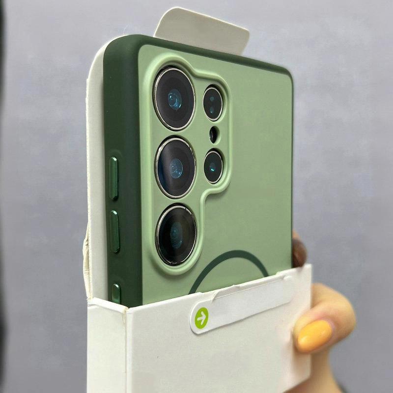 

S26 Ultra for Magsafe Magnetic Wireless Charge Matte Case for Samsung Galaxy S26 S23 S24 S25 Ultra Plus Shockproof Hard PC Cover Galaxy S26 Plus зелений