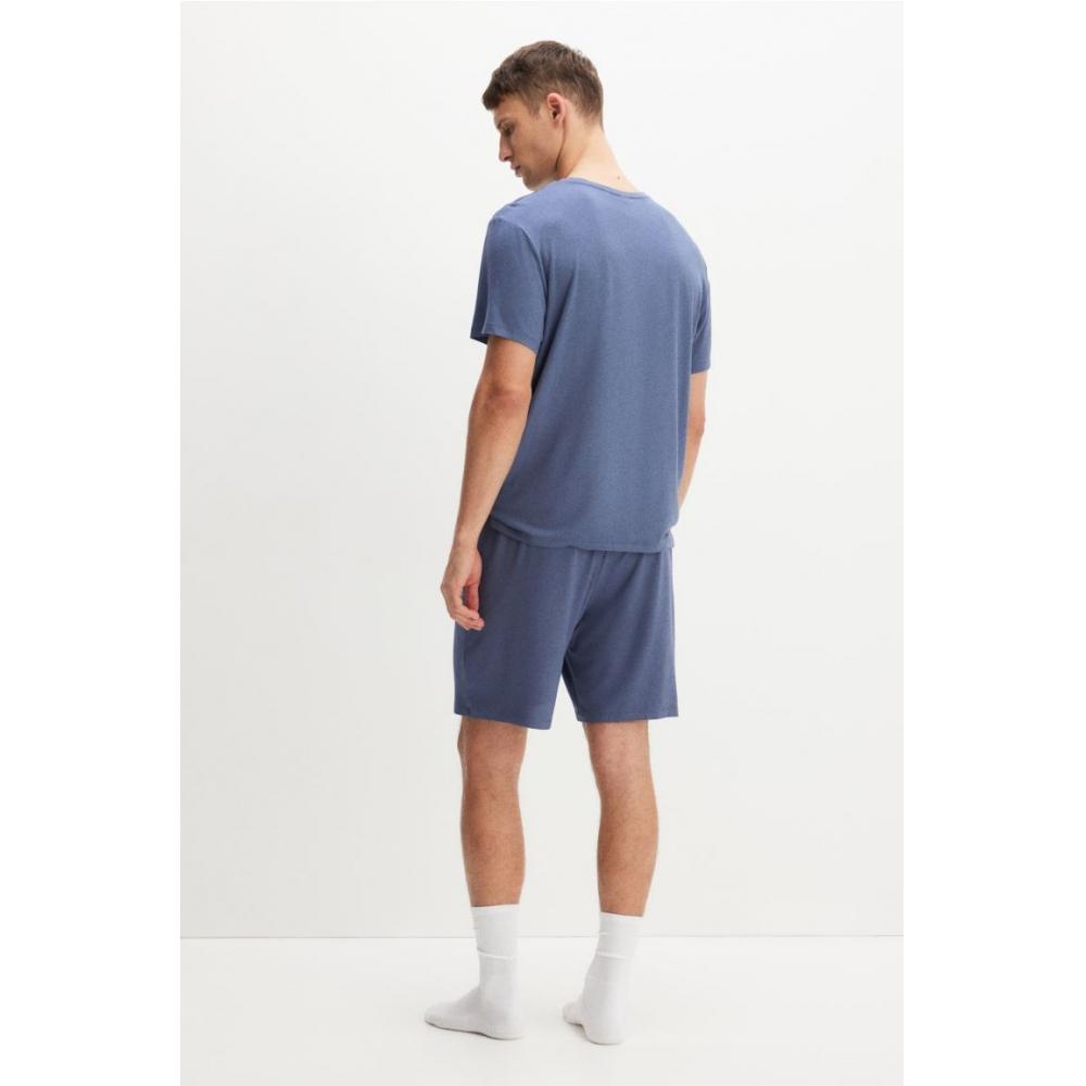 H M Jersey pyjaMa T sHirT   sHorTs Dark Blue