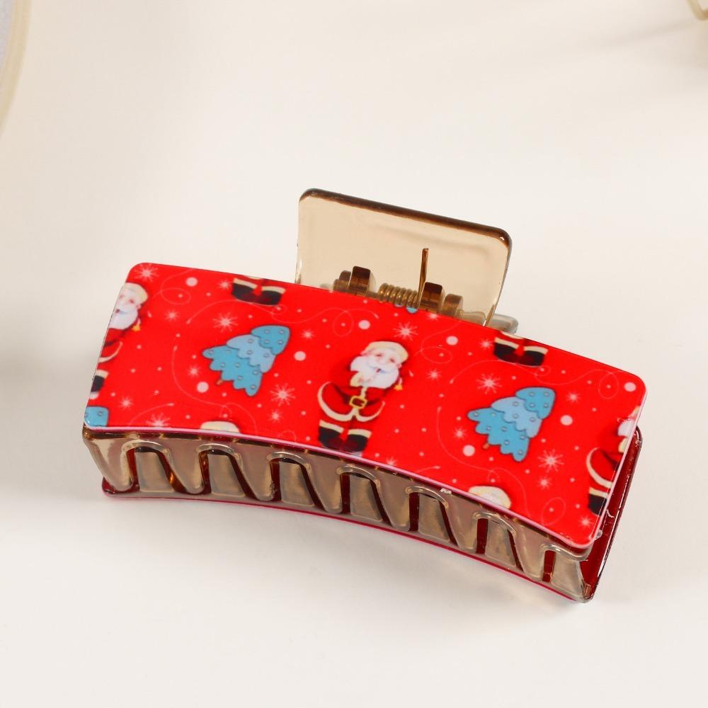 1pc Cute Festive Christmas Hair Claw Clips Claus Snowflake Prints Acrylic Perfect Hair Accessories Xmas Parties Holiday Styling