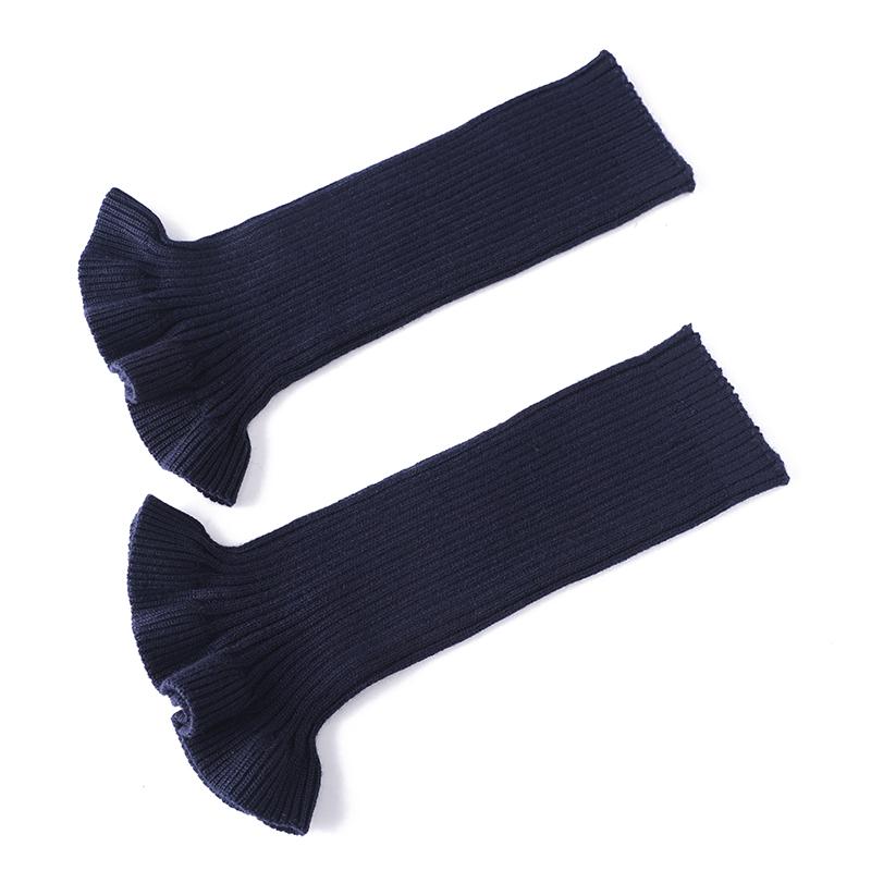 Autumn&Winter Solid Color Horn Knitted Stacked Stocking Women's Vertical Strip Warm Woolen Socks Cover Mushroom Lace Leg Cover