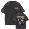 Washed Vintage Anime Jojo Bizarre Adventure Steel Ball Run Diego Brando Graphic Tshirt Men Women Manga Retro Oversized T Shirts