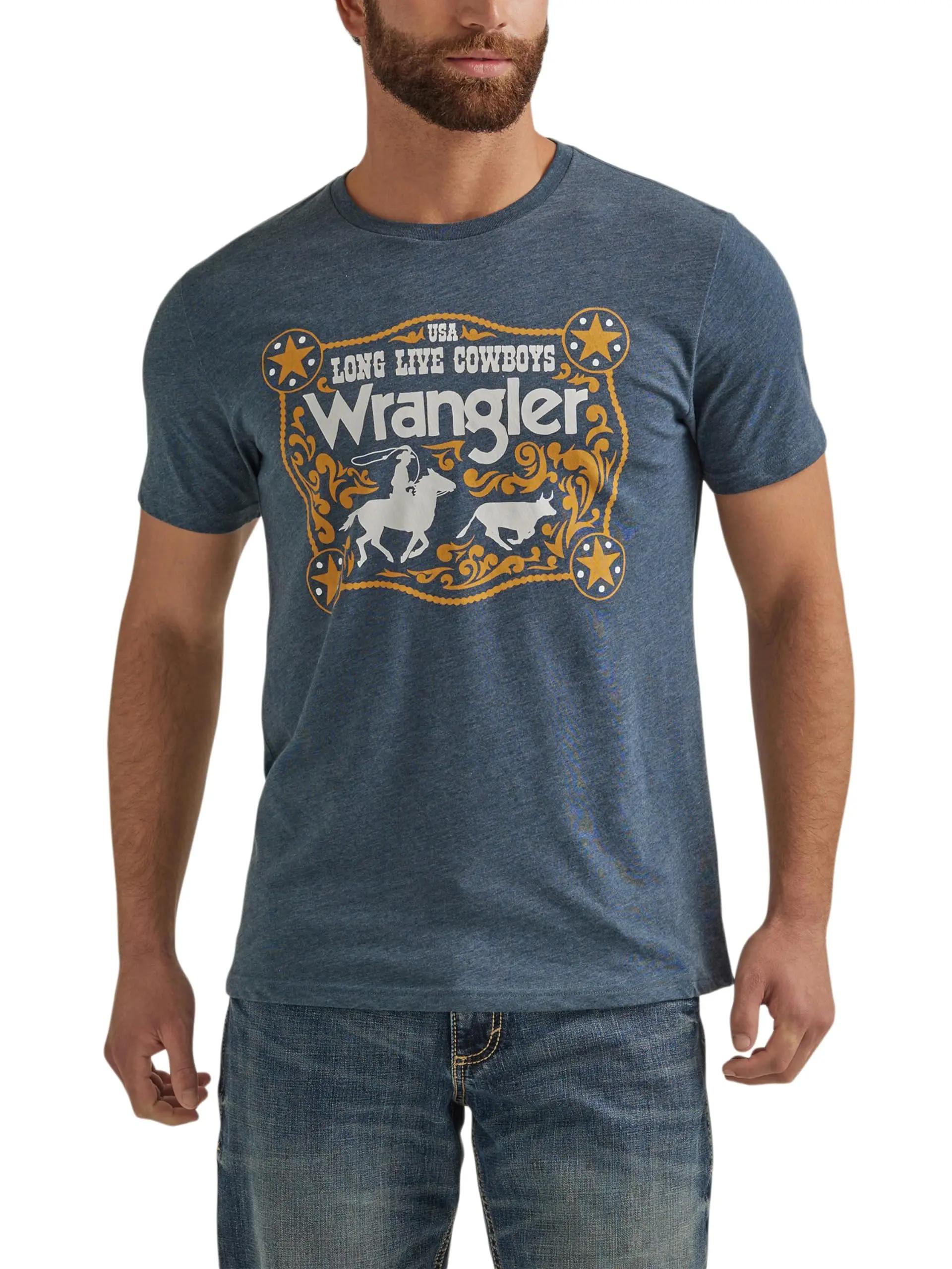 GUOYAN TOP Wrangler Heren Western Crew Neck Korte Mouw T-shirt Zomer Outdoor Sporten Ronde Korte Mouw T-shirt Fitness Heren Dames M