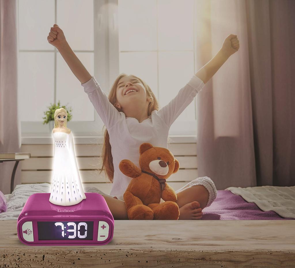 Lexibook Night Light Alarm Frozen Elsa Digital Desk Clock RL800FZ Clock, Clock, (Authentic Product)