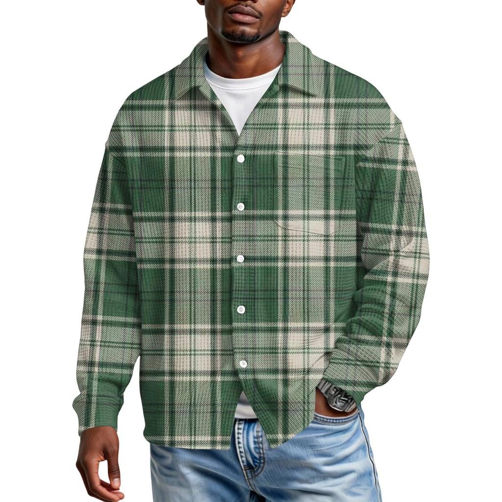 Men's Casual Button-down Long-sleeved Shirt With Pocket