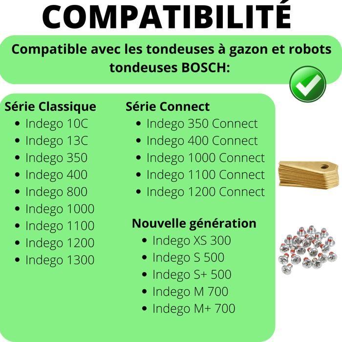 Lame de rechange pour robot tondeuse Bosch Indego 400 800 1000 1100 1200 Connect XS S M [Lot de 30 lames + 30 vis] Phonillico®