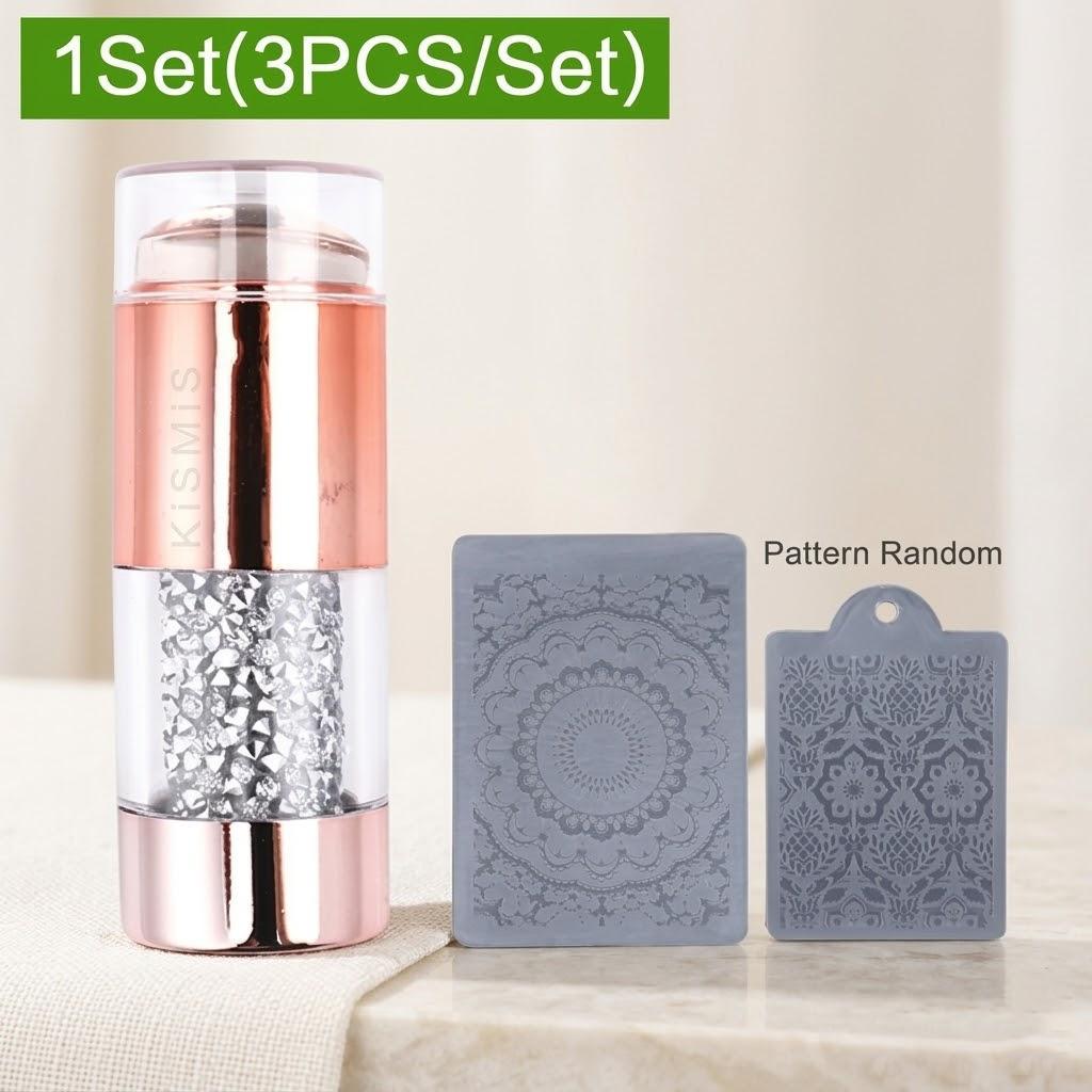 

3PCS Double Head Silicone Nail Impression Set Hydrodrill Pen Random Pattern Nail Art Template for Manicure and Beauty белый