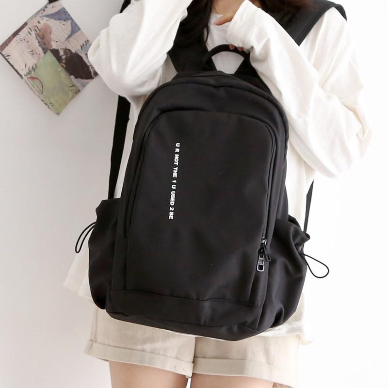 Schoolbag Customized Large Capacity School Bag Women's Lightweight Solid Color Fashion Versatile Junior High School Student Travel Backpack Men