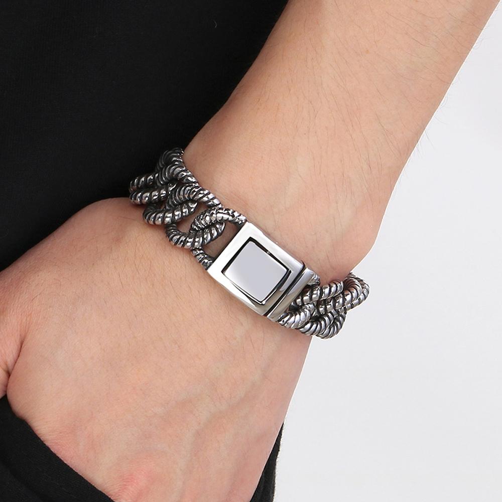 Vintage 316L Stainless Steel 19MM Width Twist Chain Bracelet for Men Men's Bracelets Birthday Jewelry Gifts for Dad Boyfriend