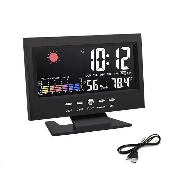Sveglia con stazione meteorologica interna con retroilluminazione a LED Sveglia con stazione meteorologica con retroilluminazione LCD digitale multifunzione per interni con retroilluminazione