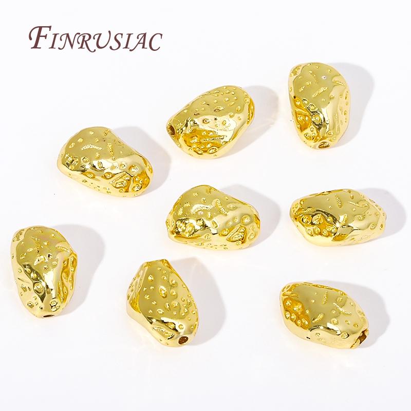 18K Gold Plated Metal Beads For Jewelry Making,Irregular Bracelet Necklace Spacer Beads,Bulk Jewellery Making Beads