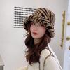 Zebra Grain Ornamented Hats with Flat Top & Wide Brim for Winter Warm Keeping