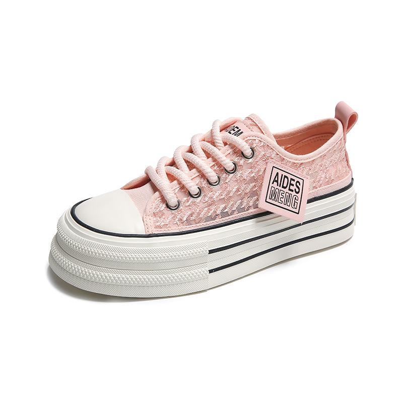 

Женские повседневные парусиновые туфли на толстой подошве 2024 года, летняя новая корейская версия, модный тренд, женские универсальные удобные кроссовки 40 розовый