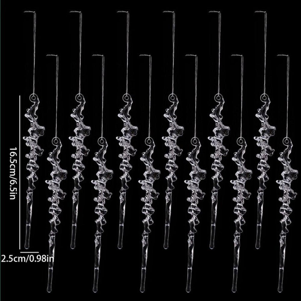 Clear Acrylic Icicle Ornaments Twisted Water Drop Design Snowflake Ornaments Set  Home Decoration