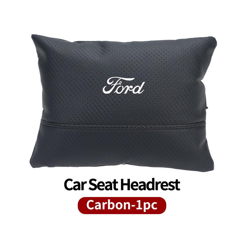 KLKD5 1/2PCS Car Styling Leather Headrest Neck Support Neck Pillow Seat Accessories For Ford Fiesta Ranger Mondeo Escape Ecosport